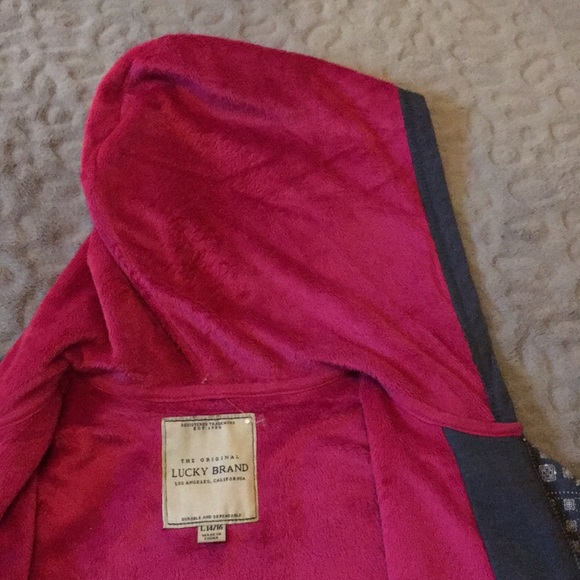 LUCKY Teens/Girls Fuzzy Hoodie Jacket Zippered Sweatshirt sz L 14/16 - Picture 7 of 8